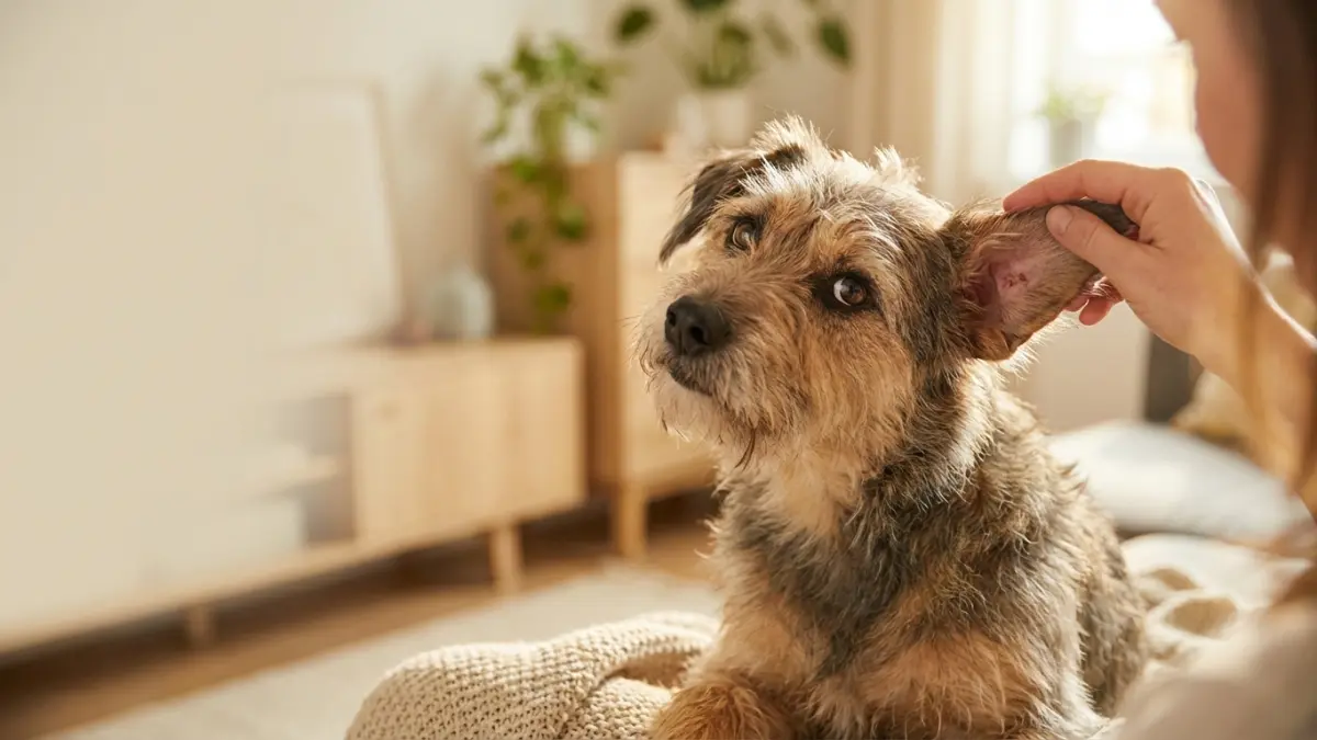愛犬の皮膚病に悩む犬の表情を捉えた写真