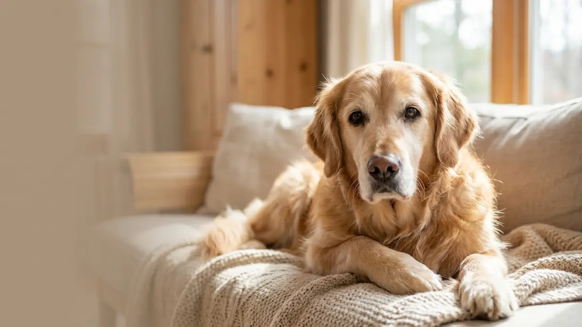 犬の関節炎に悩む犬の表情を捉えた温かい写真