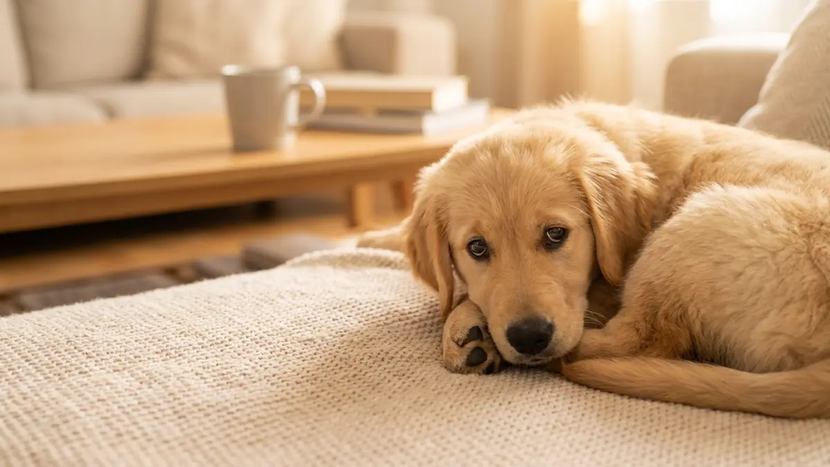 胃腸炎になり少し元気がない犬