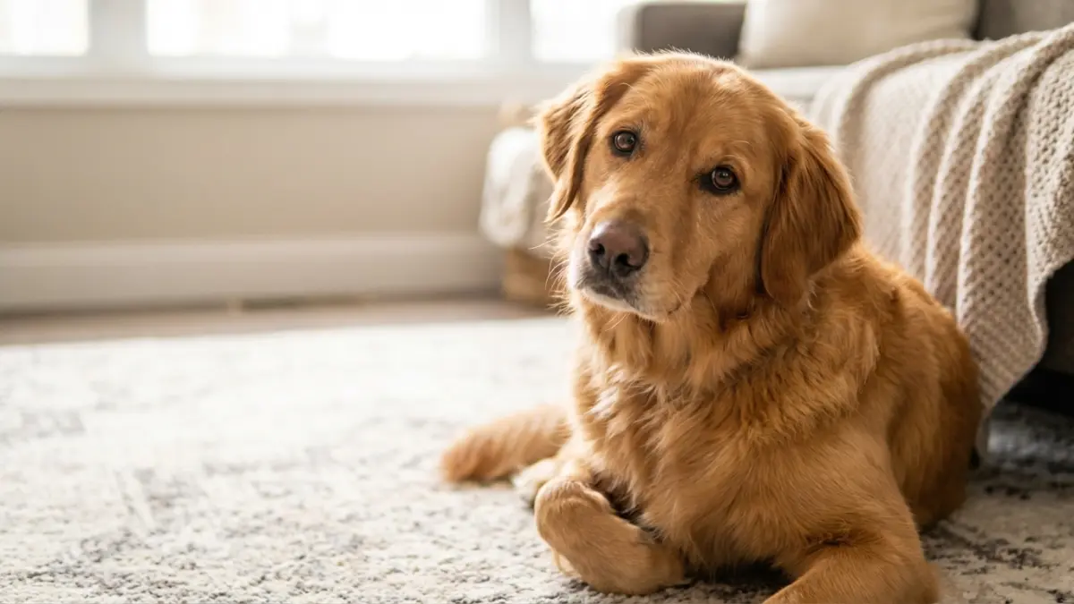 膀胱炎にかかり少し元気がない犬