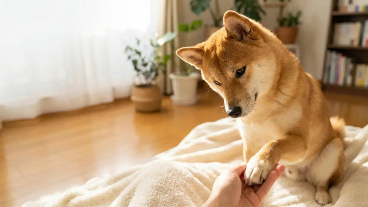 足裏ケアを受ける犬