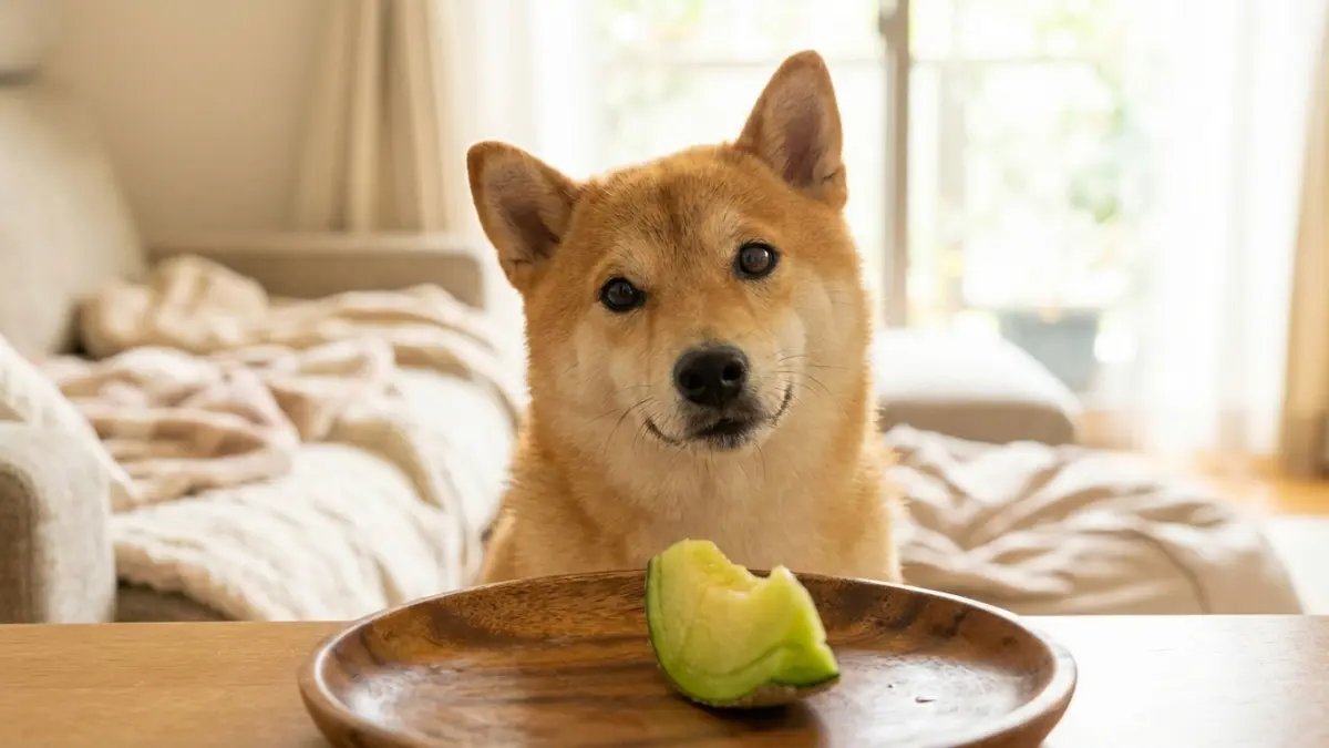 遠くから見守る笑顔の犬