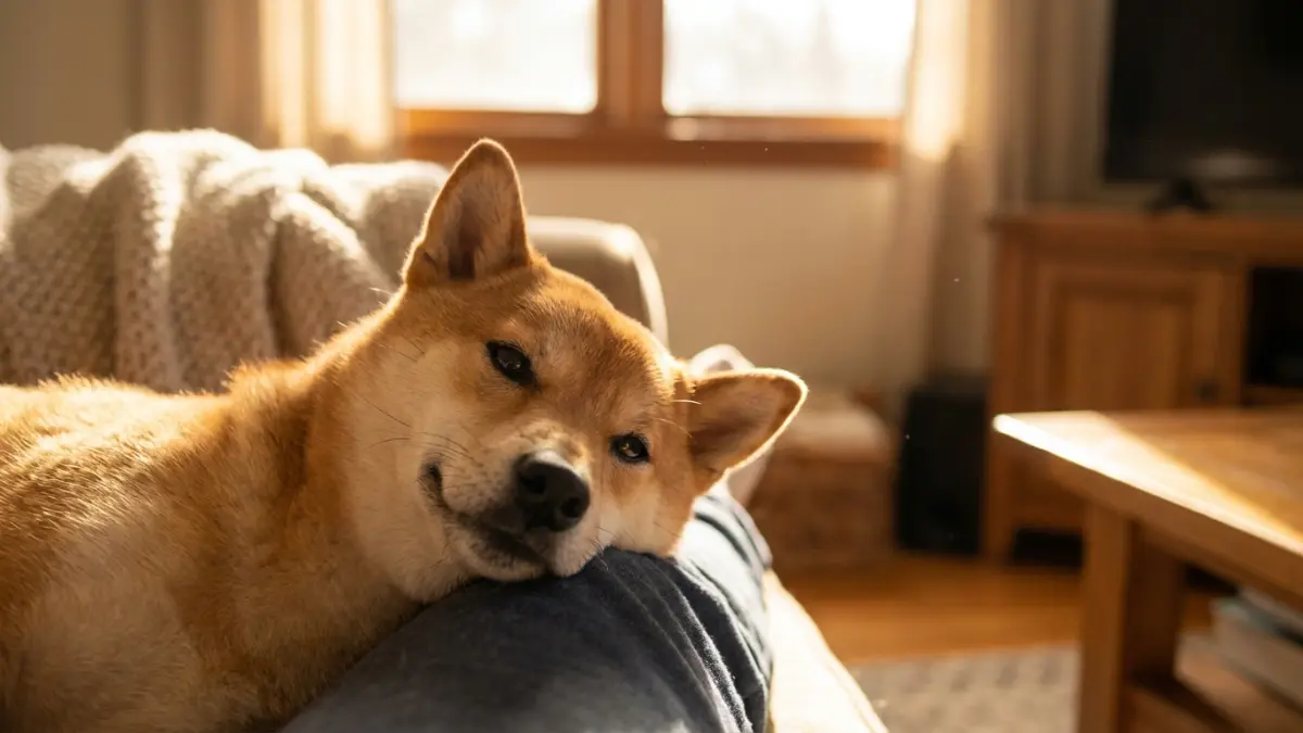 リラックスする柴犬