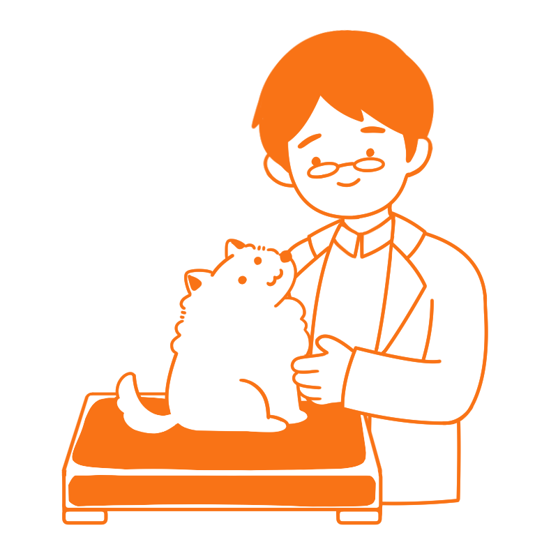 獣医師が犬を診察するイラスト